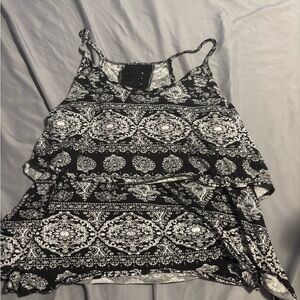 Black and White Printed Spaghetti Strap Tank Top